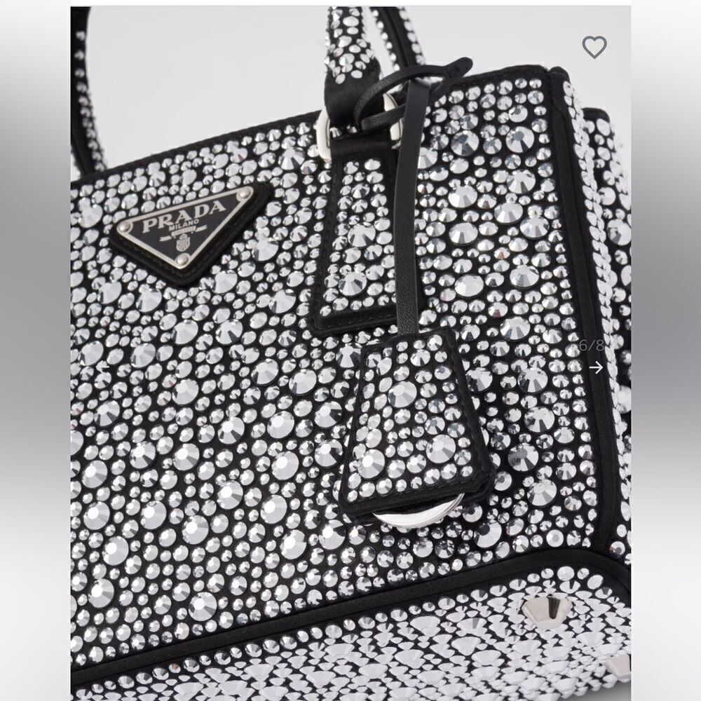 RARE PRADA Galleria satin mini-bag with crystals - Picture 6 of 9